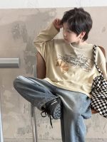 【100-170】長袖Tシャツ 男の子 グラデーション 英字プリント コットン