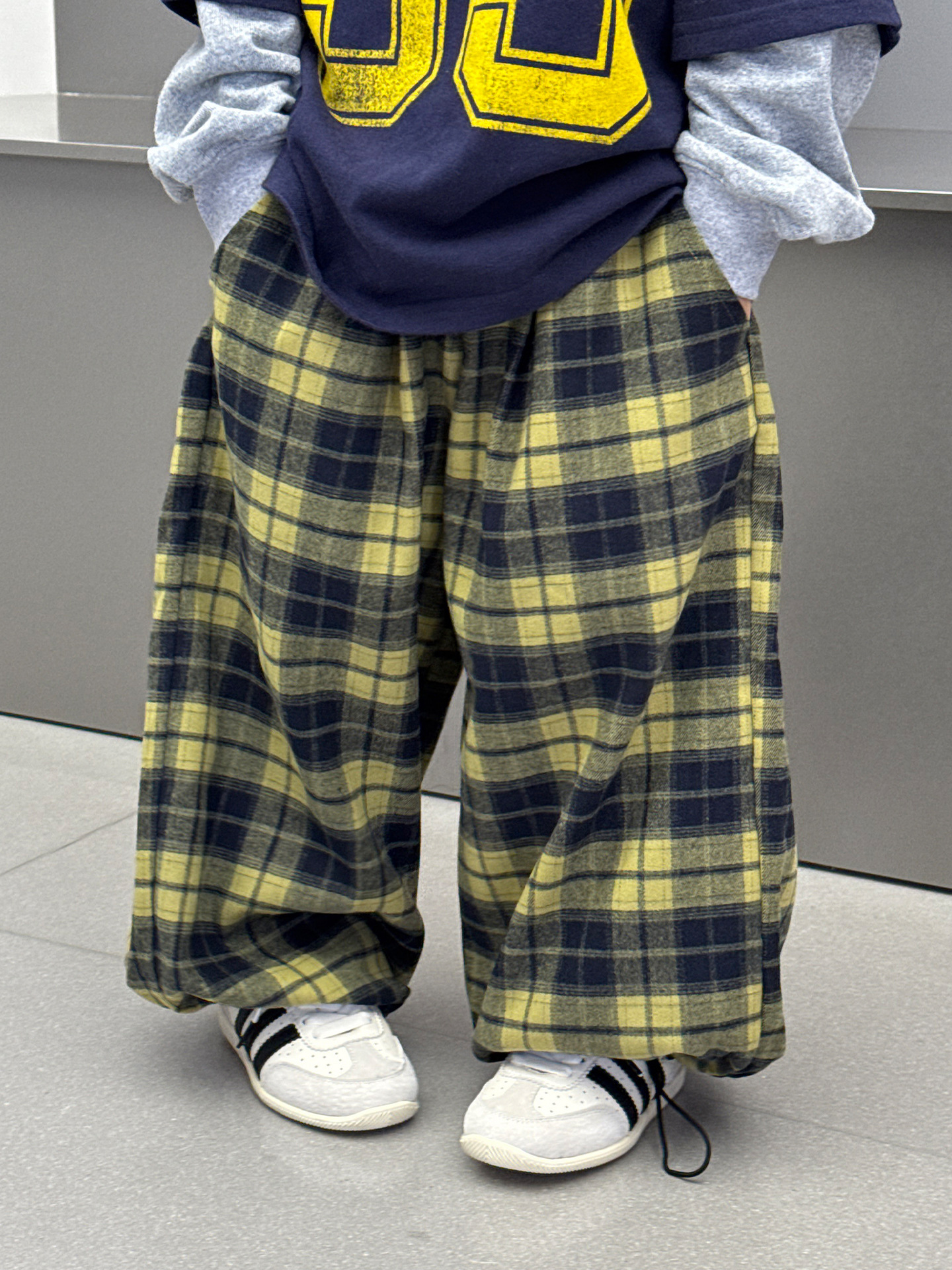 主图-01 (17) 【100-160】パンツ 男の子 配色 チェック柄 ゆったり ドローコード - 画像 (1)
