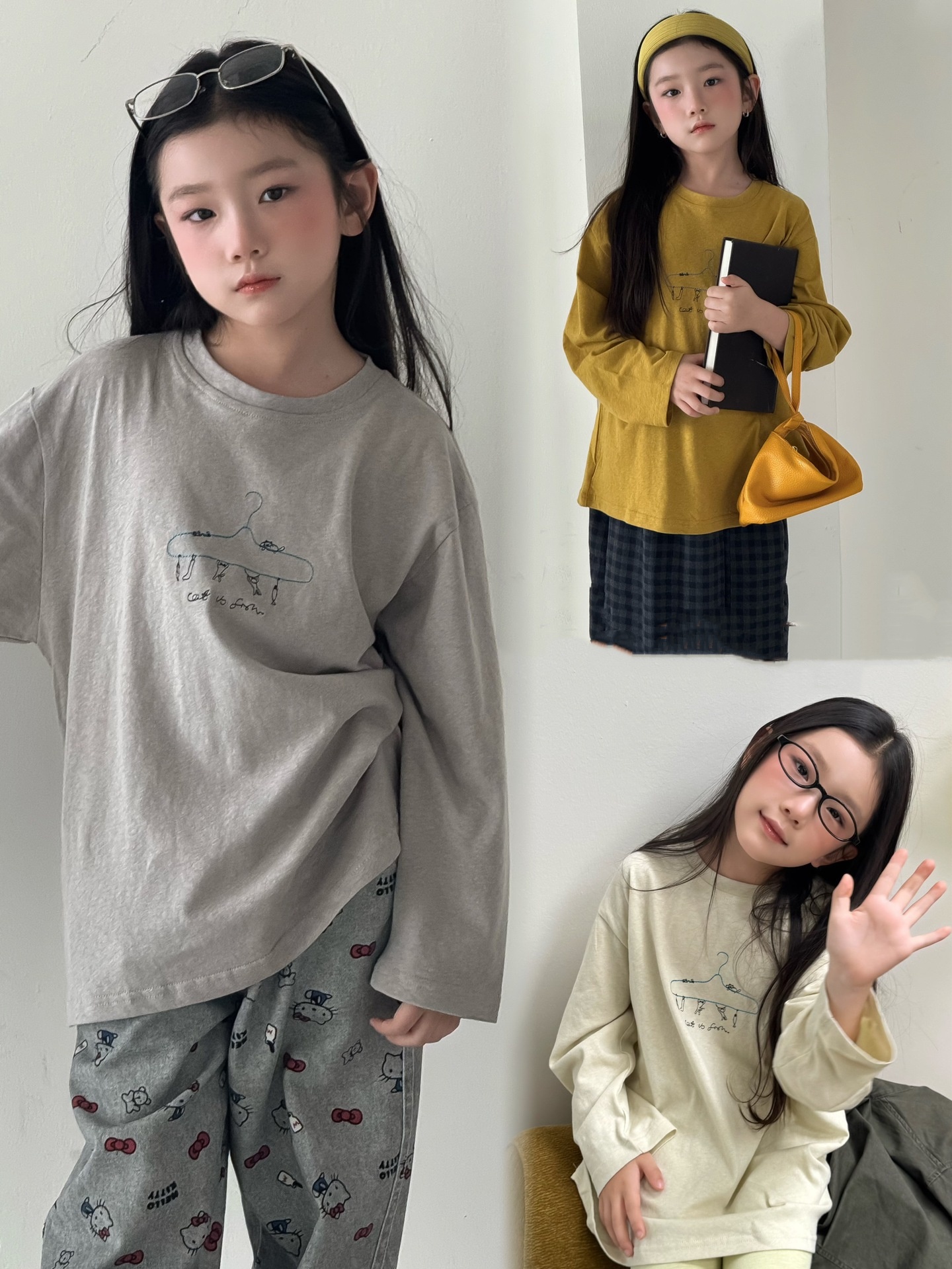 主图-01 (19) 【100-150】長袖Tシャツ 女の子 刺繍 韓国風 ベーシック カジュアル - 画像 (1)