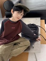 【100-160】長袖Tシャツ 男の子 カジュアル アメカジ シンプル