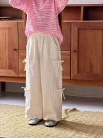 【90-140】パンツ 女の子 ドット柄 リボン付き カジュアル - 画像 (3)