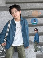 【100-170】デニムシャツ 男の子 刺繍 韓国風 レトロ カジュアル