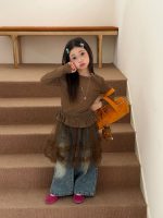 【100-160】長袖トップスorパンツ 女の子 ドット柄 フリルデザイン - 画像 (3)