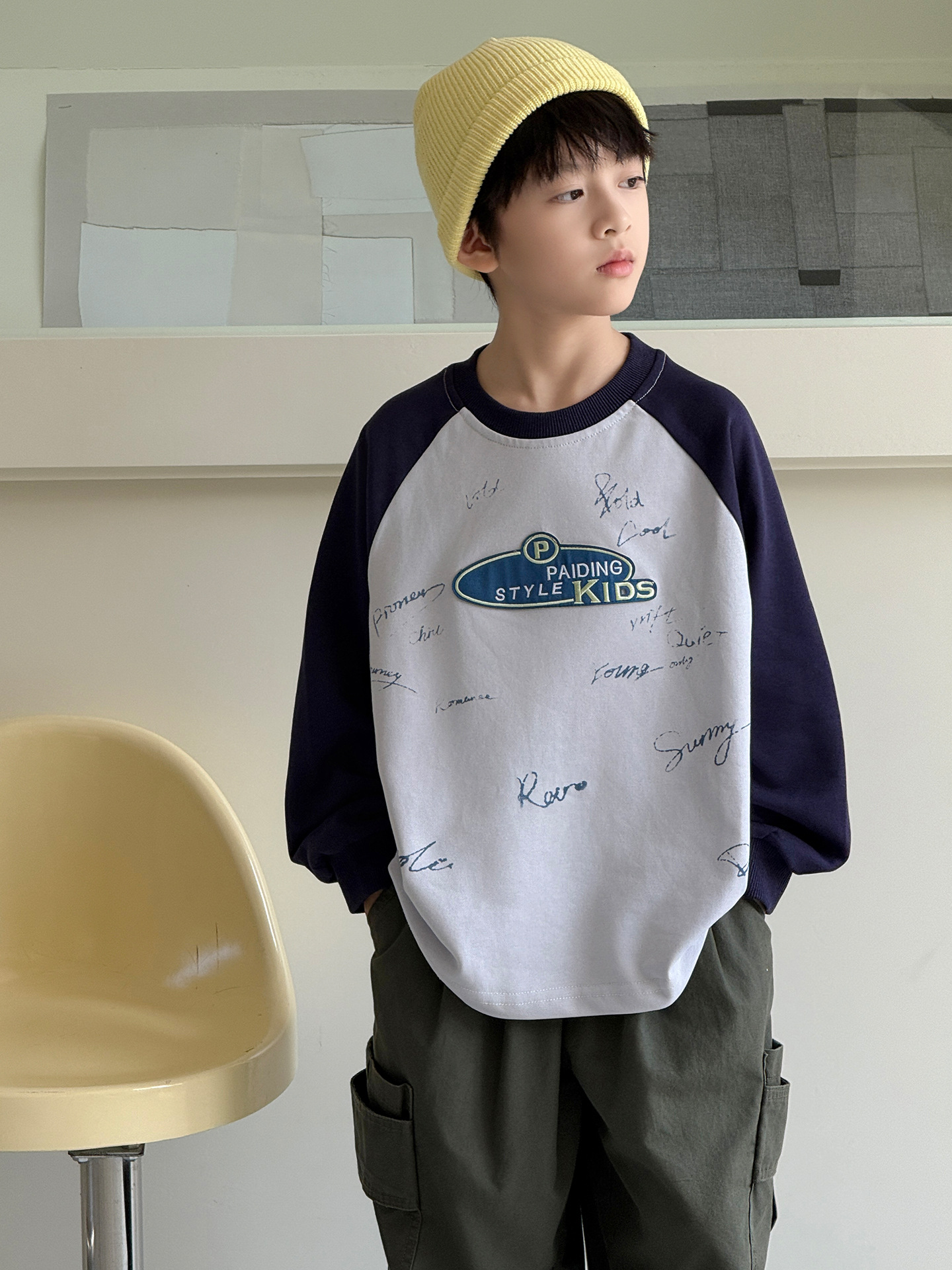 主图-01 (20) 【100-160】長袖Tシャツ 男の子 配色 プリント 着せやすい - 画像 (1)