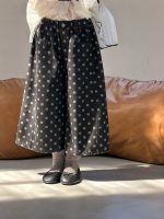 【90-140】ワイドパンツ 女の子 ドット柄 ゆったり ガーリー