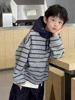 【100-160】パーカー 男の子 ボーダー柄 ゆったり カジュアル - 画像 (6)