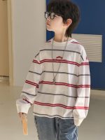 【90-160】長袖Ｔシャツ 男の子 ボーダー柄 配色 カジュアル - 画像 (3)