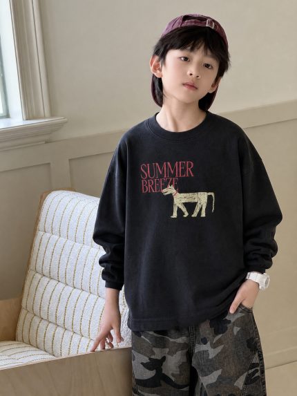 【100-160】長袖Tシャツ 男の子 プリント カジュアル 着せやすい