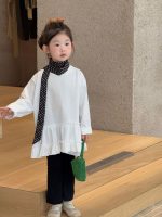 【90-140】長袖Tシャツorフレアパンツ 女の子 韓国風 無地 シンプル ガーリー