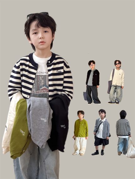 【100-170】ニットカーディガン 男女兼用 刺繍 ふんわり カジュアル