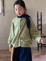 【100-160】カーディガン 女の子 花柄 ニット ガーリー 合わせやすい - 画像 (3)