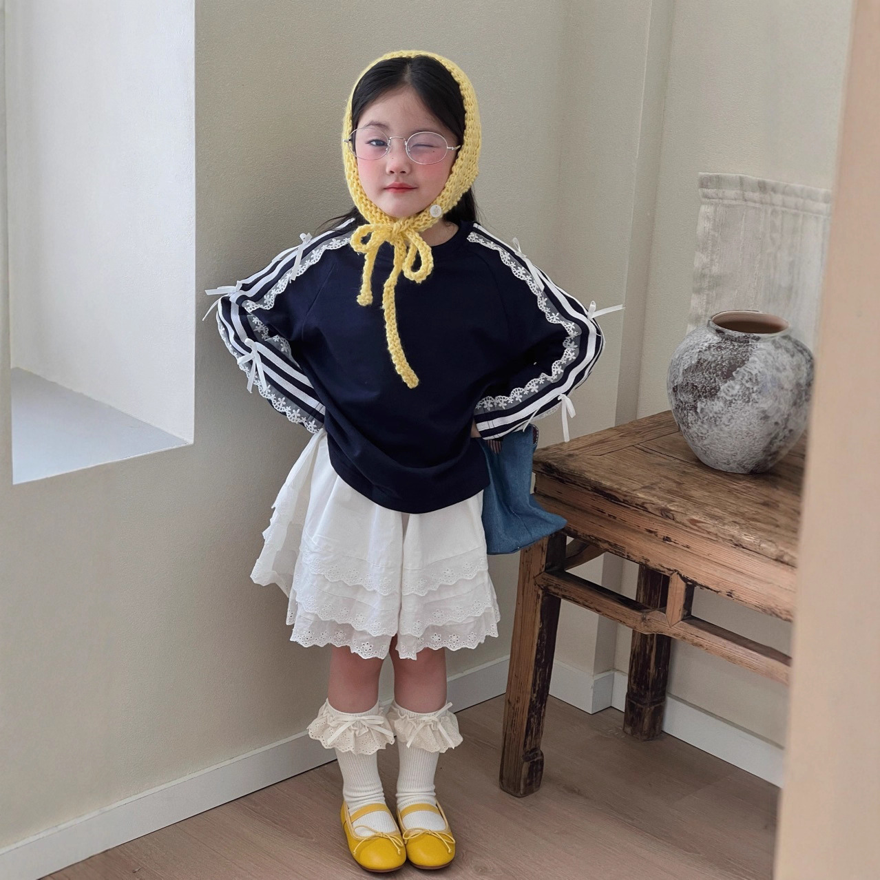主图-01 (6) 【90-150】スウェットorスカートパンツ 女の子 リボン付き フリルデザイン - 画像 (1)