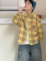 【100-160】長袖シャツ 男の子 チェック柄 クラシック お出かけ
