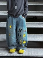 【100-150】デニムパンツ 男の子 アメカジ スタープリント トレンド - 画像 (4)