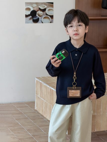 【100-170】ポロニット 男の子 韓国風 やわらか素材 きれいめ