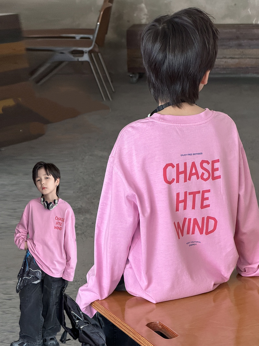 主图-01 (9) 【100-170】長袖Tシャツ 男の子 英字プリント コットン 着回しやすい - 画像 (1)