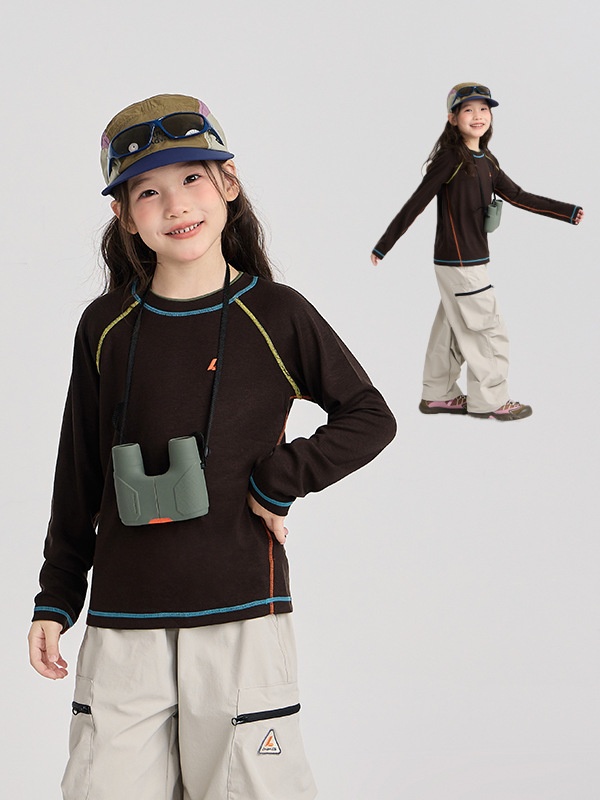 主图-01_副本 【100-170】長袖Tシャツ 女の子 ステッチ カジュアル - 画像 (1)