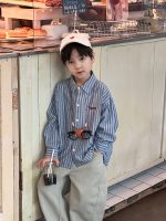 【90-170】長袖シャツ 男の子 ストライプ柄 刺繍入り 襟付き - 画像 (4)