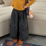 【100-160】パンツ 女の子 韓国風 ゆったり リラックス - 画像 (3)