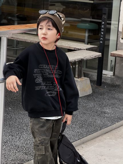 【100-170】トレーナー 男の子 英字プリント ゆったり カジュアル
