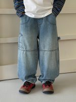 【100-160】デニムパンツ 男の子 アメカジ ワイドシルエット - 画像 (3)