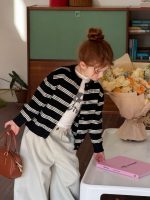 【90-150】カーディガン 女の子 おしゃれ ボーダー柄 着回しやすい - 画像 (6)