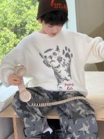 【100-160】ニットセーター 男の子 韓国風 ねこモチーフ ふんわり - 画像 (5)