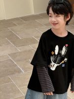 【100-160】長袖Tシャツ 男の子 レイヤード風 トレンド 合わせやすい - 画像 (3)