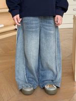 【100-160】デニムパンツ 男の子 トレンド ゆったり サイドステッチ - 画像 (3)
