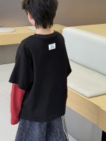 【100-160】長袖Tシャツ 男の子 シンプル 配色 レイヤード風 - 画像 (7)