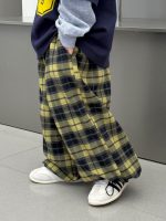 【100-160】パンツ 男の子 配色 チェック柄 ゆったり ドローコード - 画像 (3)