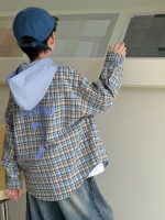 【100-160】シャツ 男の子 フード付き チェック柄 カジュアル - 画像 (3)