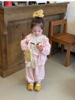 【80-130】ジップパーカーorパンツ 女の子 かわいい ボーダー柄 うさぎ耳フード - 画像 (4)