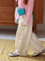 【90-140】パンツ 女の子 ドット柄 リボン付き カジュアル