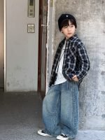 【100-170】デニムパンツ 男の子 韓国風 ヴィンテージ風 ゆったり - 画像 (3)