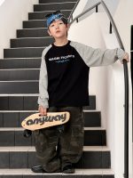 【100-170】長袖Tシャツ 男の子 配色 プリント コットン - 画像 (4)