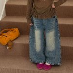 【100-160】長袖トップスorパンツ 女の子 ドット柄 フリルデザイン - 画像 (6)