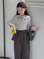 【90-150】ニットトップスorパンツ 女の子 ビッグカラー ふんわり きれいめ