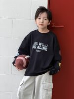 【100-170】長袖Tシャツ 男の子 韓国風 英字プリント 切り替え - 画像 (4)