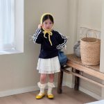 【90-150】スウェットorスカートパンツ 女の子 リボン付き フリルデザイン - 画像 (4)