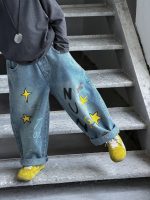 【100-150】デニムパンツ 男の子 アメカジ スタープリント トレンド - 画像 (3)