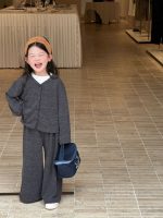 【90-140】二点セット カーディガン&ワイドパンツ 女の子 リラックス感 ゆるシルエット