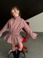 【90-140】2点セット 女の子 チェック柄 韓国風 ジャケット&フリルスカート