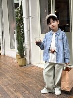 【90-170】長袖シャツ 男の子 ストライプ柄 刺繍入り 襟付き - 画像 (5)
