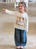 【80-140】長袖トップスorデニムパンツ 女の子 犬柄 キュート カジュアル - 画像 (4)