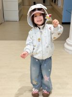 【80-140】ジップパーカーorデニムパンツ 女の子 カートゥーン 星柄