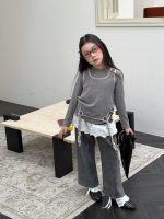 【100-150】長袖トップス 女の子 韓国風 レイヤード風 ベスト＆ロンT - 画像 (4)