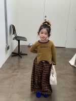 【90-140】長袖Tシャツorパンツ 女の子 個性的 チェック柄 韓国風 カジュアル