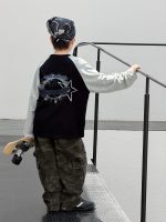 【100-170】長袖Tシャツ 男の子 配色 プリント コットン - 画像 (5)