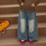 【100-160】長袖トップスorパンツ 女の子 ドット柄 フリルデザイン - 画像 (7)